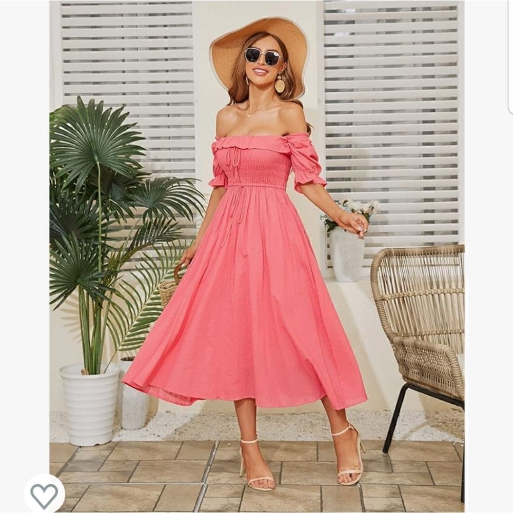 NEW R.YIposha Women Vintage Elastic Square Neck Ruffled Half Sleeve Summer small